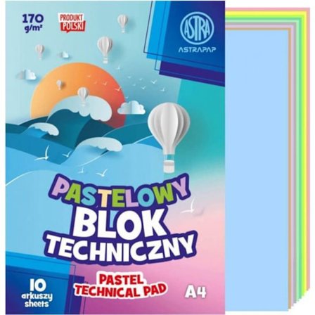 Anteckningsblock - Astra block av papper A4 pastel 10 ark 170g/m2