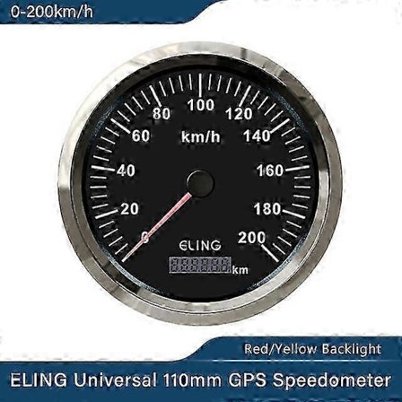 110mm GPS-nopeusmittari matkamittarilla 0-200km/h 12V/24V punaisella ja keltaisella taustavalolla, vedenpitävä