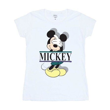Disney Dam/Kvinnor Mickey Mouse Bokstäver Bomull T-shirt S Vit