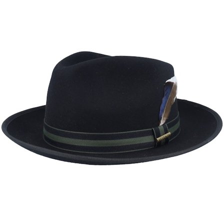 Stetson - Schwarz fedora Hut - Woolfelt Black Fedora @ Hatstore