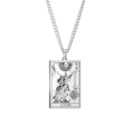 Europeisk og amerikansk vintage tarot anhengs halskjede i rustfritt stål