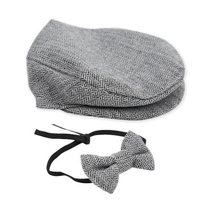 Flat Keps Gentleman Hatt Sløyfe Fotografering Rekvisitter Spedbarn Nyfødt Baby Fotografering Rekvisittsett Svart Hvit