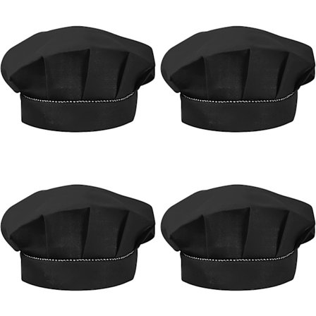 (Musta) 4 kpl lasten kokin hattua 3-13-vuotiaille, pojille ja tytöille säädettävät kokkihatut, hengittävä poly-puuvilla kokin lakki, taaperokeittiön 