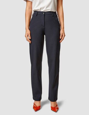 Shaping New Tomorrow - Dame - Straight Essential Women Pants - Navy Pinstriped - Størrelse 30/28