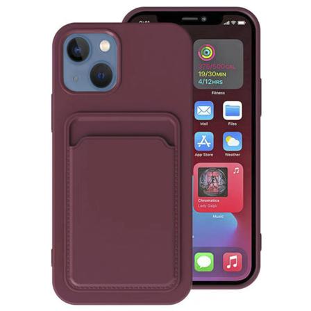 Glat cover med kortrum - iPhone 13 Pro Max Vinröd