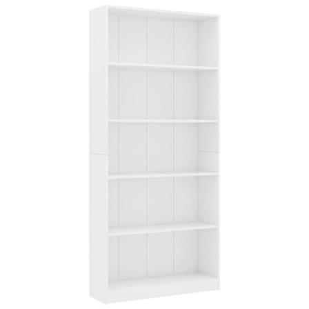 Vidaxl Bokhylla 5 Hyllor Vit 80x24x175 Cm Konstruerat Trä Vit