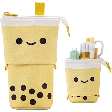 Teleskopisk blyantsæske, 2-i-1 sammenklappelig blyantsæske, skoleblyantsæske, pop-up stående kontorartikler blyantpose med lynlåslukning til Cosme