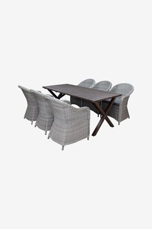 LifestyleGarden - Pöytä 190 cm & 6 kpl Mercury-tuoleja - Ruskea - Ruokailuryhmät - - Homeroom