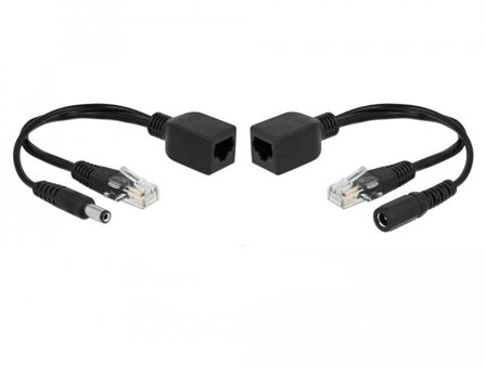 Delock Passive PoE Adapter Set RJ45 DC 5.5 x 2.1 mm - strøminjektor