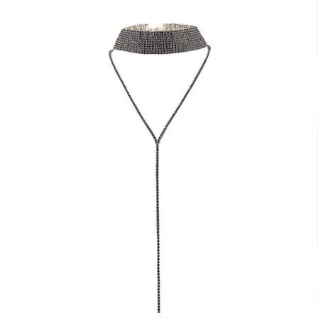 2 st Multi-rader Strass Choker Halsband Rund Hals Lång Drag Justerbar Hänge Halsband Smycken För Kvinnor (röd, svart)