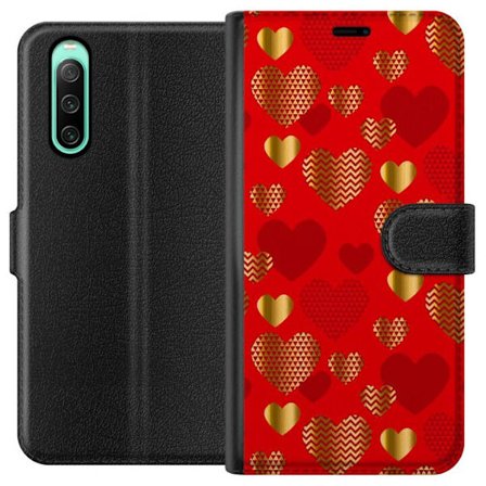 Kompatibel Tegnebogsetui til Sony Sony Xperia 10 IV GoldenHearts