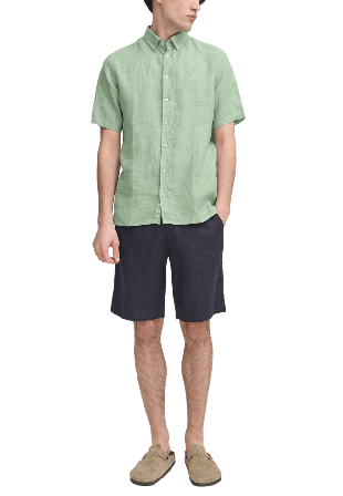 Casual Friday CFANTON 0071 SS 100% linen shirt Skjortor Herr Grön XL