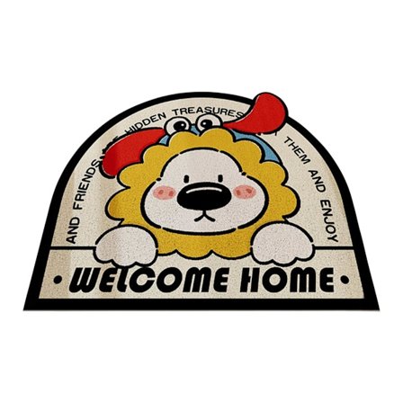 Søt Bjørn PVC Klippbar Vaskbar Sklisikker Velkomst Inngangsdørmatte Gul Hjem