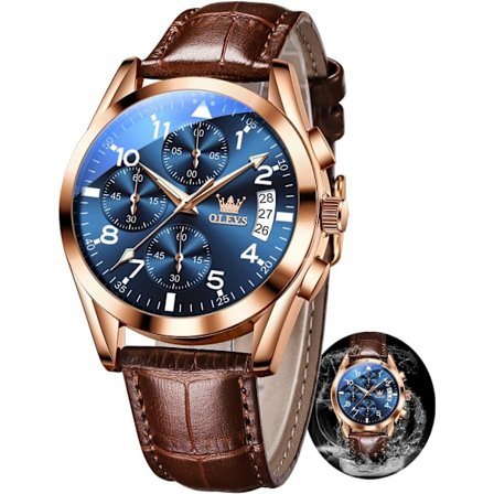 Herr Chronograph Quartz Lysande Visare Rostfritt Stål Vattentät Klocka (Blå)