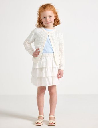 Lindex Skirt Flounces Ao Embroded - White - 122