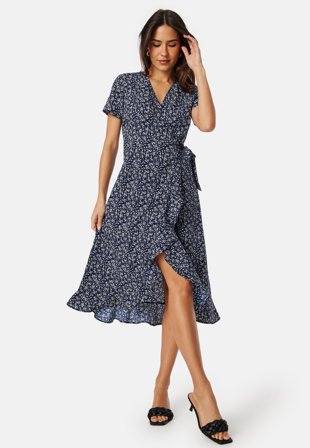 BUBBLEROOM Flounce Midi Wrap Dress Klær