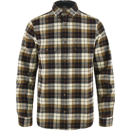 Fjällräven Men's Singi Heavy Flannel Shirt T-Shirt in Chalk White/Dark Navy | Size: Small, Organic Cotton