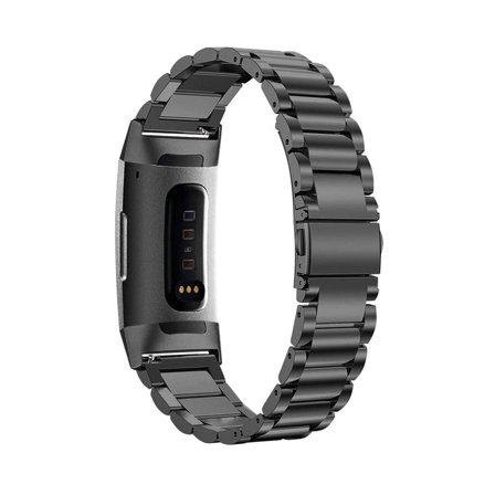 Metallarmband 3-länkar till Fitbit Charge 3 & 4 - Svart | Armband Från Yedi