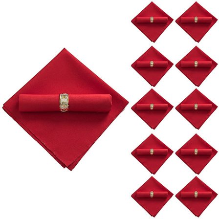 10 stk 48x48 cm polyester tøyservietter kompatible med restaurantbryllupsbankett middagsselskap, stor rød -ES