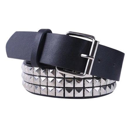 Shiny Pyramid Fashion Rivet Belt Men&Women's Studded Belt Punk Rock With Pin Buckle Black Fashion Rhinestone Rivet