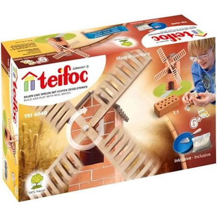 Murstenskonstruktion - TEIFOC - Vindmølle - Barn - Dreng - 6 år gammel - mursten, fliser, cement, træ