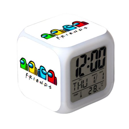 Rymdvarulv Kill 7 Färg Variabel Digital Väckarklocka med Tid, Temperatur, Alarm, Datum