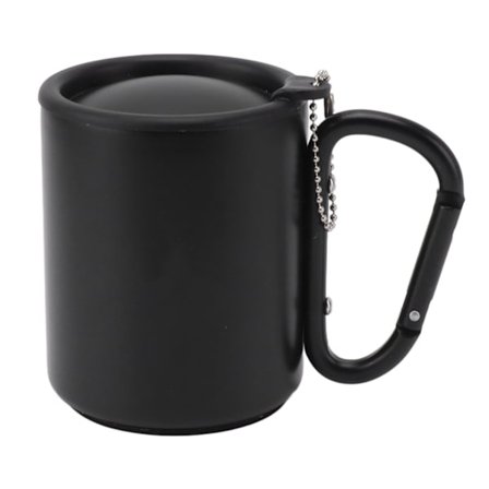 Termokrus i rustfrit stål Dobbelt lag Halkfri Praktisk isoleret kaffekop til camping Sort 300ML