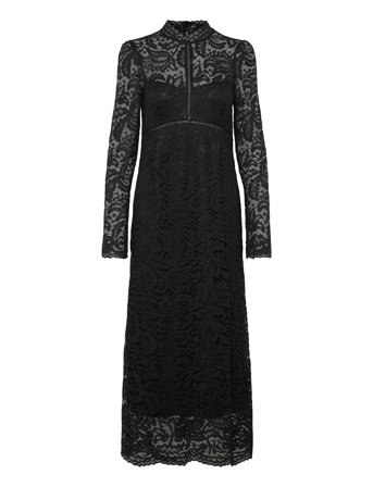 High Neck Cotton Lace Dress Black Bubbleroom