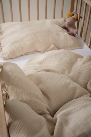 Jotex - Dynetrekksett i Musselin Barneseng Lys beige - AMILIA - Kjøp Sengesett til barn hos Jotex