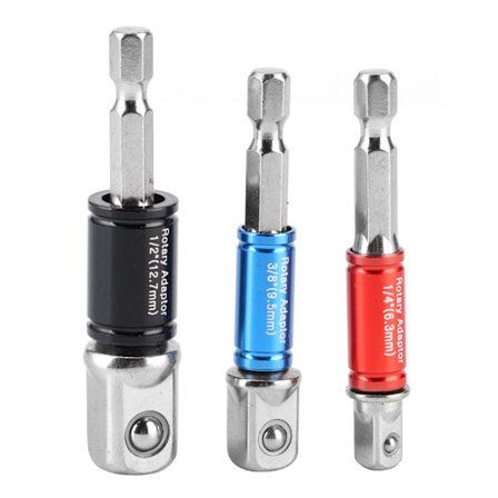 3 stk/sett sekskantboradapter for pipe, elektrisk slagtrekker 1/4in 3/8in 1/2in Type C