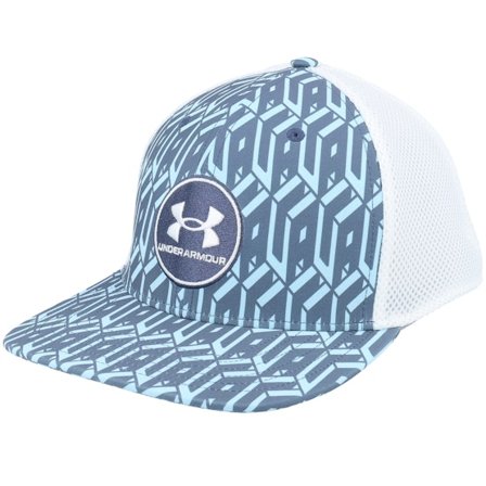 Under Armour - Blauw fitted Cap - M Iso-chill Drive Low Str Mesh Downpour Gray Fitted @ Hatstore