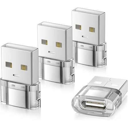 Högkvalitativ helt ny USB till USB C Adapter 4-pack, Transparent Typ-C Hona till A Hane Billaddarkonverterare för Nya iPhone 16 Pr