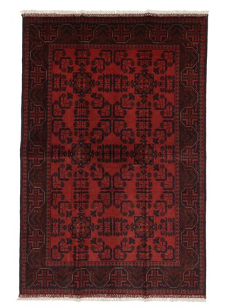 Anudada A Mano Afghan Khal Mohammadi Alfombra 126X192 De Lana Negro/Rojo Oscuro Pequeño