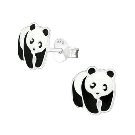 Barnens örhängen i sterlingsilver med panda i epoxi White