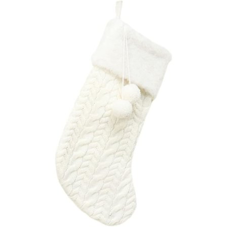 Julstrumpa med rustik charm, handstickad kabeldesign Julhängande strumpa för öppen spis mantel Juldekor, grovstickat mönster mjuk