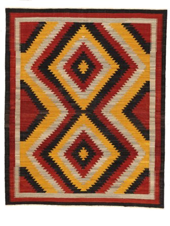 Kelim Moderna Matta Modern Orange/Svart (Ull, Afghanistan)