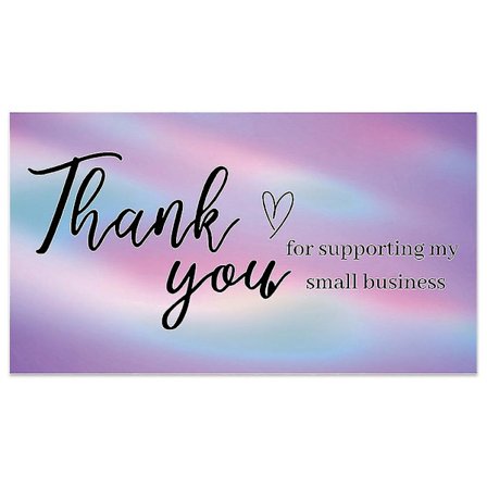 50 st Tackkort för att stödja mitt småföretag + 500 st 1,5'' klistermärken för småföretagare (B)