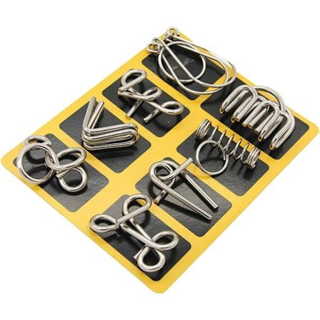 Set med 8 metallpussel - pedagogiska metallleksaker - E