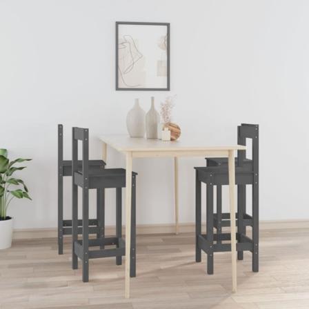 Barstolar 4 St Grå Massiv Furu Grå