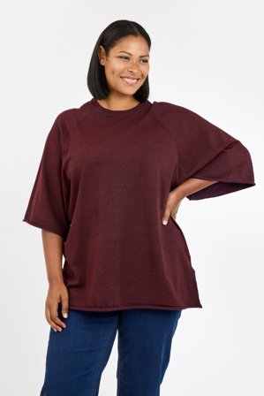 CISO - 3/4 Ærmet Strik - Bordeaux Melange