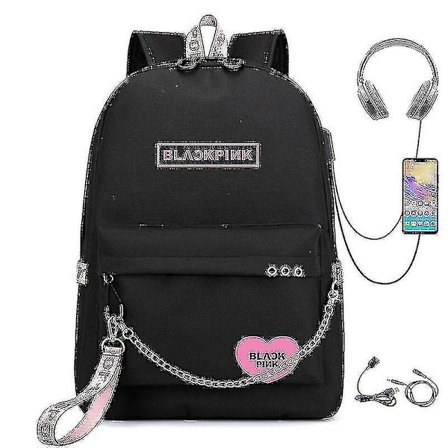 Blackpink Ryggsekk Usb Oppladbar Ryggsekk Student Skoleveske