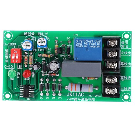 Ääretön syklin relemoduuli ON OFF AC 100-250V säädettävä viiveajastin