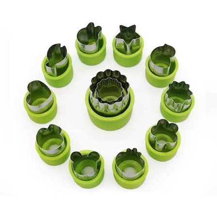 Grøntsagsskærere til Børn Sæt, 12 Stk Rustfrit Stål Frugtform Skærer Sandwichskærere til Børn, Kageudstikkere Form/Madpinde til Børn [DB]