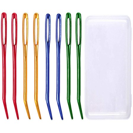 Stoppenål til garn og syning, storøjet strikke- og hæklekrog, uldstrikke- og hæklekrog, buet nålestrikkeværktøj, metal synål