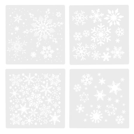 4 stk. Julepynt Snefnug Malerskabeloner Plastskabelon Cookie Skabeloner Jul