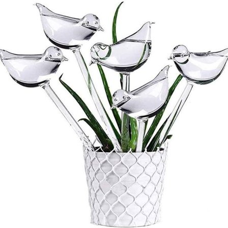 10 stk. selvvandende klare fugleformede glas kugler