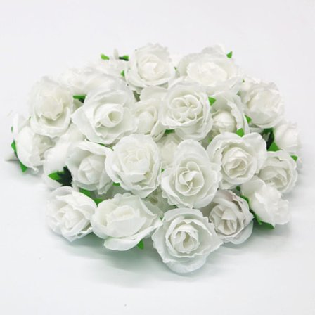50 stk kunstige rosehoder dekorative gjenbrukbare silke falske roser for bryllupsfest hvite