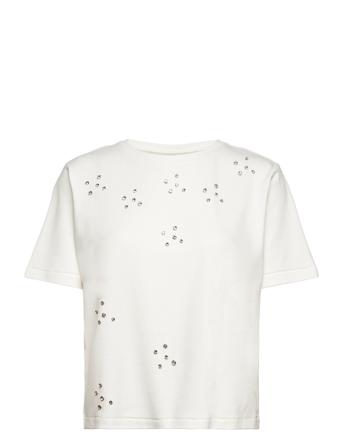 Cmmuse-Embellished-Tee T-shirts & Tops Short-sleeved Hvit Copenhagen Muse*Betinget Tilbud