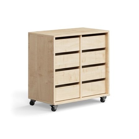 Student storage CASPER, 8 drawers, birch