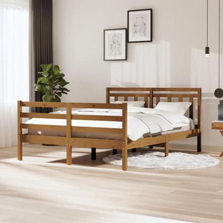 Vidaxl Sängram Honungsbrun Massivt Trä 140x200 Cm Brun